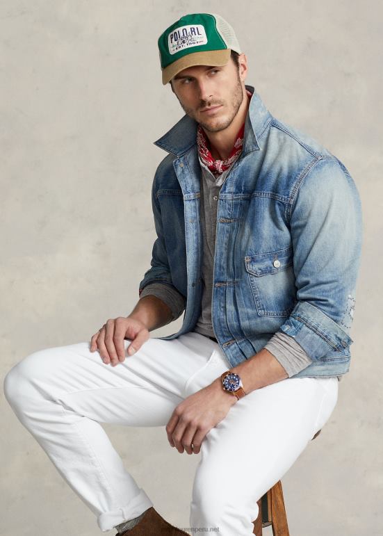 hombres Ralph Lauren chaqueta vaquera estilo camionero con efecto envejecido 0L6B81655 azul 0L6B81655 Ralph Lauren Peru camisas de polo Descubre la perdurable Ralph Lauren lentes de sol