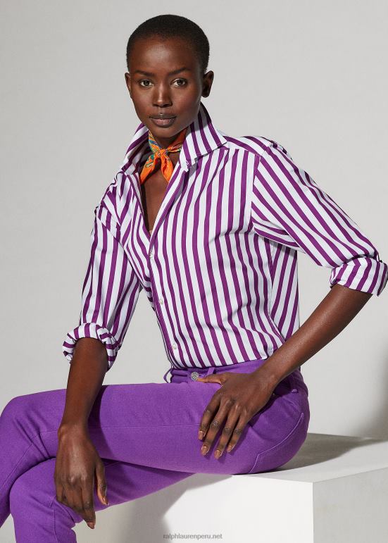 mujer Ralph Lauren camisa a rayas de algodon 0L6B89343 baya brillante blanco 0L6B89343 Ralph Lauren Peru camisas de polo Descubre la perdurable Ralph Lauren lentes de sol