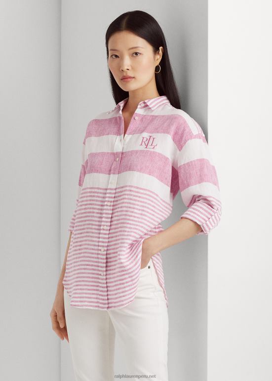 mujer Ralph Lauren camisa a rayas oversize de lino 0L6B84358 deportivo rosa blanco 0L6B84358 Ralph Lauren Peru camisas de polo Descubre la perdurable Ralph Lauren lentes de sol